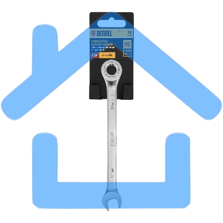 Ключ комбинированный трещоточный Denzel 14704 10 мм, CrV, матовый хром-1