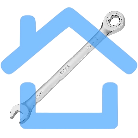 Ключ комбинированный трещоточный Denzel 14704 10 мм, CrV, матовый хром