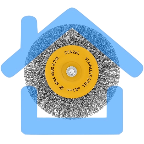 Щетка для дрели Denzel 100 мм, плоская, со шпилькой, нержавеющая витая проволока-5