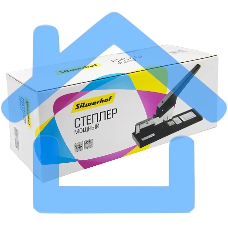Степлер мощный Silwerhof 401080-01 23/6 23/8 23/10 23/13 23/15 23/17 23/20 23/23 (210 листов) черный, 100 скоб, закрытый/открытый, коробка-1