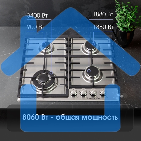 Газовая варочная панель Zigmund & Shtain G 20.6 S нержавеющая сталь-7