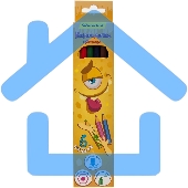 Карандаши цветные Silwerhof Монстрики 2.8мм, шестигранный профиль, дерево, ассорти, 6 цветов, коробка с европодвесом