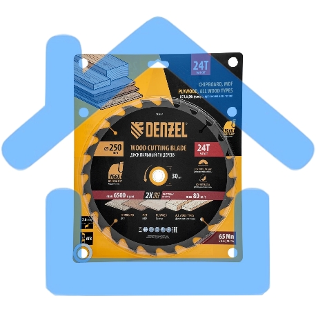 Пильный диск по дереву Denzel ф250 х 30 мм, 24 зубьев 733567-6