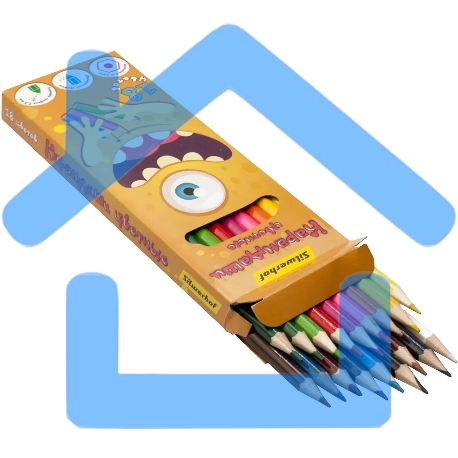 Карандаши цветные Silwerhof Монстрики 2.8мм, шестигранный профиль, дерево, ассорти, 18 цветов, коробка с европодвесом-3