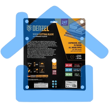 Пильный диск по дереву Denzel ф235 х 30 мм, 24 зубьев 733537-5
