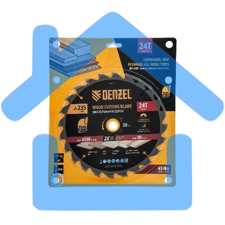 Пильный диск по дереву Denzel ф235 х 30 мм, 24 зубьев 733537-6