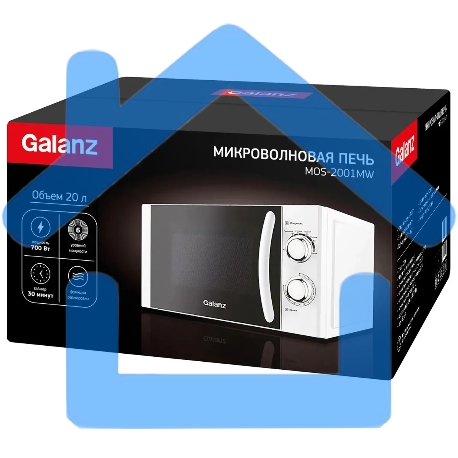 Микроволновая печь Galanz MOS-2001MW белый, 20 л, 700 Вт, переключатели - поворотный механизм-5