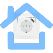 Розетка EKF Минск ERR16-028-100-USB 1-местная СП с/з с защитными шторками 16А белая с USB 1А