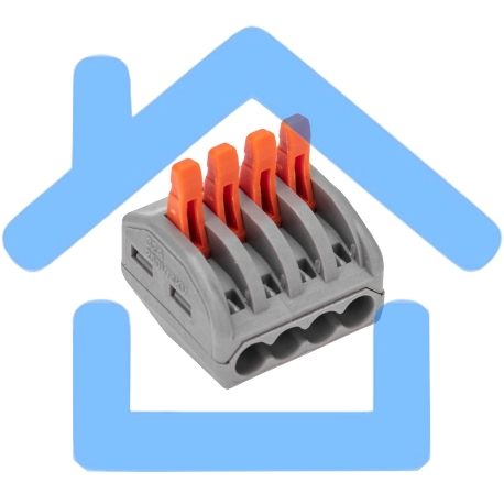 Универсальная клемма Rexant СМК 222-414, 4-проводная серая 0,08-2,5/4 мм² (блистер 5 шт/уп)-2