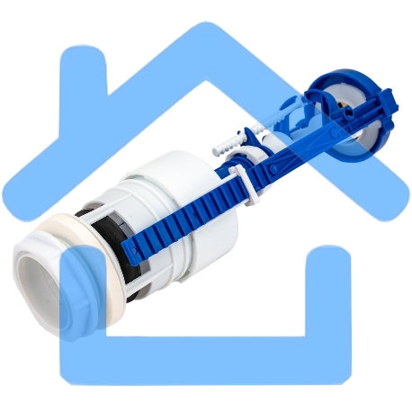 Арматура для бачка кнопочная (боковое подключение, 1 режим, металлизированная кнопка)-5