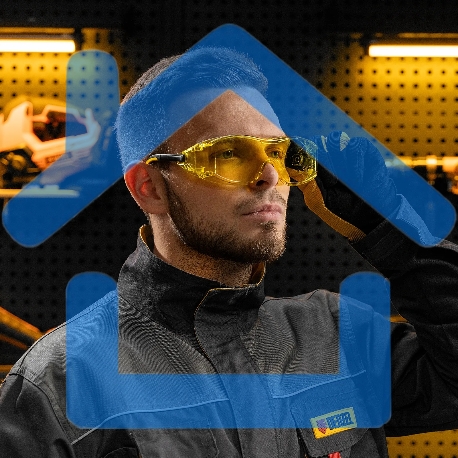 Очки защитные открытые Denzel поликарбонатные, увеличенная желтая линза, регулируемые дужки-3