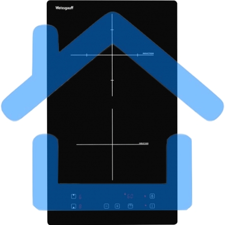 Индукционная панель Домино Weissgauff HI 32, 30 см, индукционная, стеклокерамика, сенсорное управление, индикация степени нагрева, таймер, блокировка от детей, автоотключение, черная