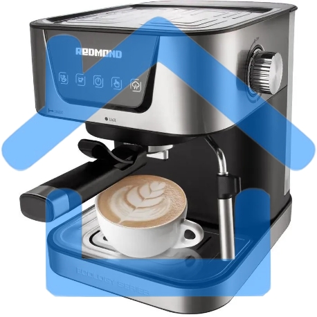Кофеварка рожковая Redmond RCM-M1513 серебристый/черный, исп. кофе - молотый, 1.5 л, 1050 Вт, 15 бар