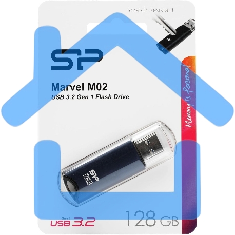 Флешка USB R/W 128Gb Silicon Power Marvel M02, USB 3.2, черный-1