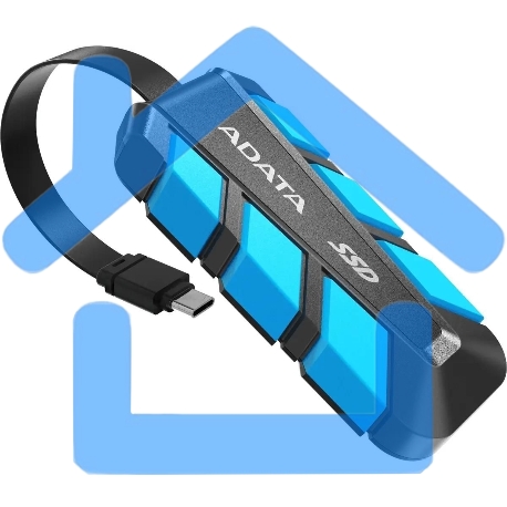 Внешний SSD ADATA SC740 2.0Tb (USB3.2 gen 2 type C, 1050/1000Mbs, 122x41x22мм, 40g, защита от падения, встроенный кабель)