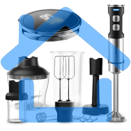 Блендер CENTEK CT-1367 (сталь) 1500Вт, 8в1, блендер/венчик/чоппер/кофе, ДИСПЛЕЙ 650мл стакан 800мл-1