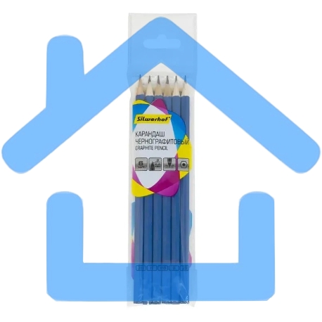 Набор карандашей чернографитных Silwerhof Zeichner 2мм 2H-2B, шестигранный, дерево синий, пакет с европодвесом (6шт)-1