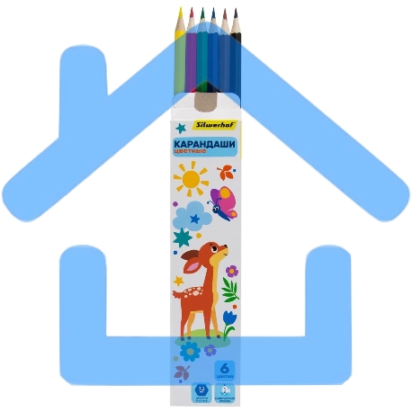 Карандаши цветные Silwerhof Веселые друзья 2.65мм, шестигранный профиль, дерево, ассорти, 6 цветов, коробка с европодвесом-3