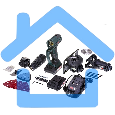 Профессиональный беспроводной мульти сет KLPRO KLMS18-20 4в1 реноватор/уд шуруповерт/диск пила/лобзик (18В, Li-ion-2шт, 2.0А·ч,З/У, сумка + 20 аксес)-2