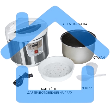 Мультиварка SUPRA MCS-4114 серебристый/белый, 5 л, 900 Вт, управление - кнопки, программ - 11-3