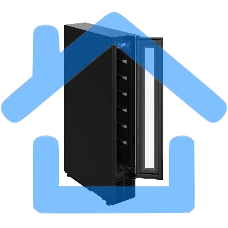 Винный шкаф Kuppersberg RBW 15, встраиваемый, High-Tech, ВхШхГ 87х15х52.5 см, объем 20 л, вместимость 7 бутылок, диапазон температуры 5-20 градусов, механическое открытие двери, LED дисплей, уровень шума 39 дБ, черный-3