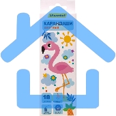 Карандаши цветные Silwerhof Веселые друзья 2.65мм, шестигранный профиль, дерево, ассорти, 18 цветов, коробка с европодвесом