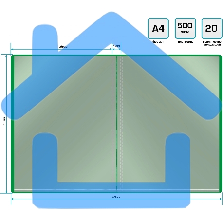 Папка с 20 прозрачными вкладками Silwerhof Eco A4, пластик, 0.5мм, зеленый-2