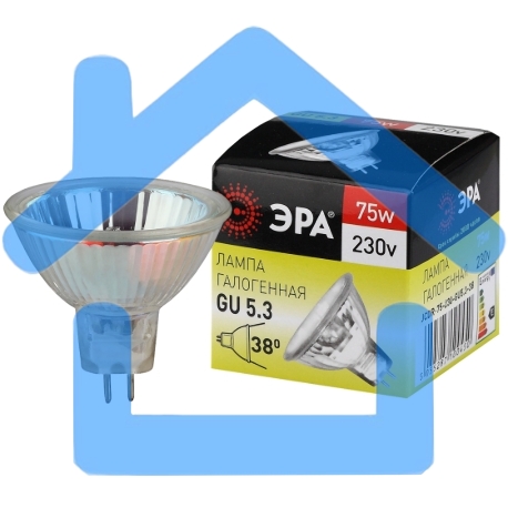 Лампа галогенная ЭРА GU5.3-JCDR (MR16)-75W-230V-CL GU5.3 75Вт софит теплый белый свет