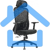 Кресло компьютерное Cactus CS-MC515-BK черный, сиденье черный, сетка/ткань, с подголов. крестов. пластик, пластик черный