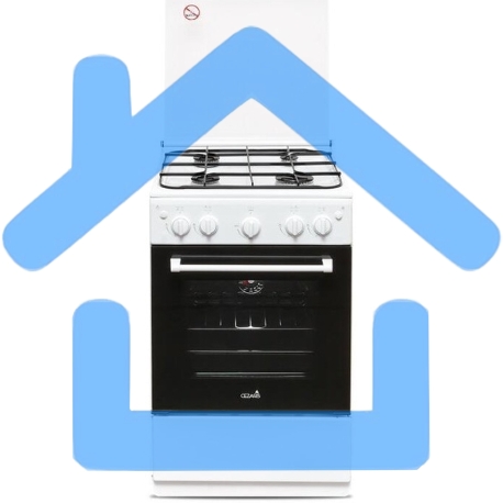 Плита газовая Cezaris ПГ 2150-08 белый, конфорок 4 шт, духовка 43 л, 51 см x 85 см x 55 см