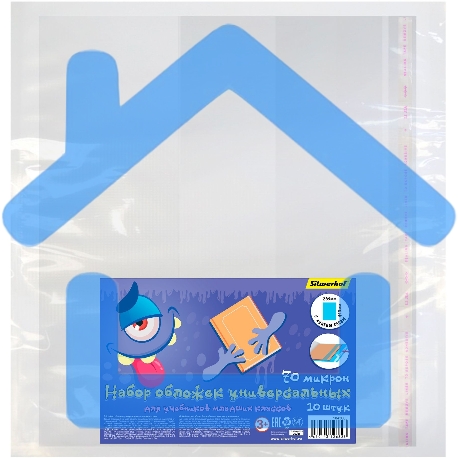 Обложка Silwerhof 382175 Монстрики для учебника с липк.сл. (набор 10шт) для младших классов ПП 70мкм гладкая прозр. 265х450мм