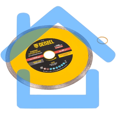 Диск алмазный сплошной Denzel супертонкий, 200 х 25,4 мм, горячее прессование, мокрое резание-4