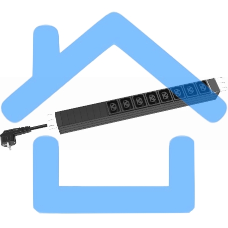 Блок распределения питания RakTek RTSA160801 гор.размещ. 8xC13/C19 Schuko 2м