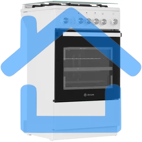 Плита газовая De Luxe 5040.30г (кр) ЧР белый/черный, конфорок 4 шт, духовка 43 л, 50 см x 85 см x 50 см-1