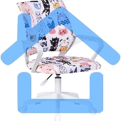 Кресло компьютерное детское Defender Fiesta белый+принт коты, ткань, класс 1