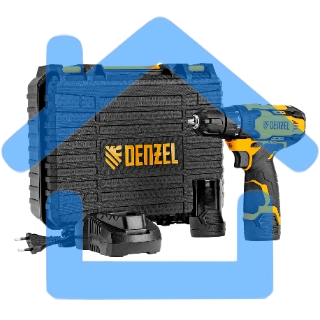 Дрель-шуруповерт Denzel CDQ-12, Аккумуляторная, 12В, 2 АКБ, Кейс