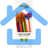 Набор кистей Silwerhof Color (набор 10шт) синтетика круглая №2,3 / плоская №3,6,7,12 / овальная №3,10