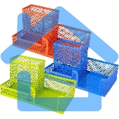 Подставка Deli E9154 3 отделения для письменных принадлежностей, 80x80x90мм, ассорти, металл, сетка