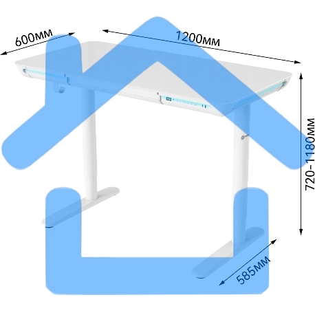 Стол для компьютера Cactus CS-EGD-WT-LED столешница закаленное стекло, белый каркас белый-1