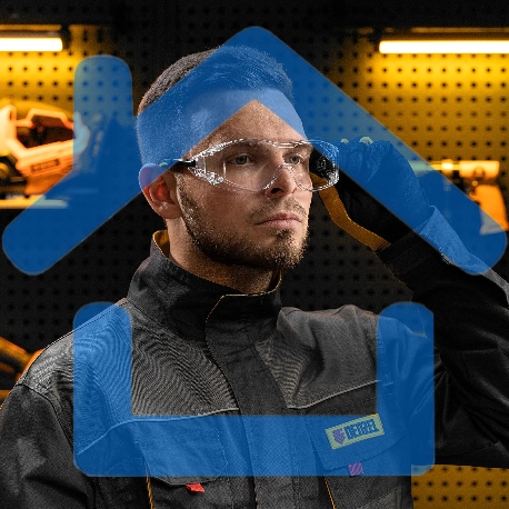 Очки защитные Denzel открытые, поликарбонатные, увеличенная прозрачная линза, регулируемые дужки-2