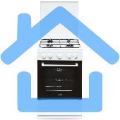 Плита газовая Cezaris ПГ 2150-02 белый, конфорок 4 шт, духовка 43 л, 51 см x 85 см x 55 см