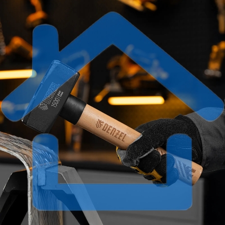 Кувалда Denzel 1500 г, кованая головка, буковая рукоятка-8