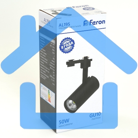 Светильник трековый на шинопровод FERON AL195 ДПО GU10 без лампы черный-1