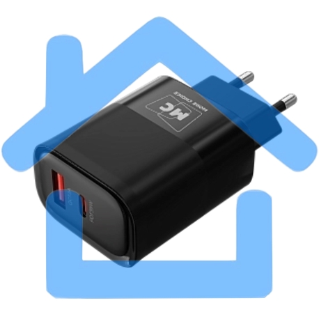 Зарядное устройство MORE CHOICE (4620202555588) NC82 1USB+1Type-C 3.0A PD 35W+QC3.0 для Type-C Type-C черный-1