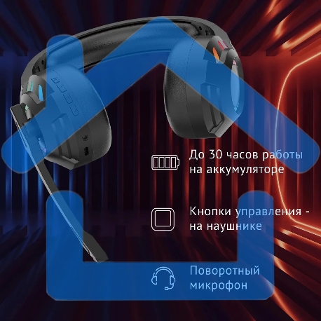 Наушники с микрофоном Оклик HS-L420G черный накладные BT оголовье (1939799)-8