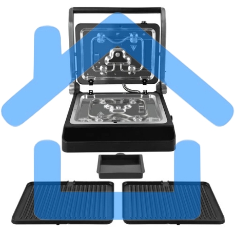 Электрический пресс-гриль Endever Grillmaster-245, серебристый/черный, 2300 Вт, терморегулятор, размер пов-ти 29,8х22 см, 2 шт/уп-2