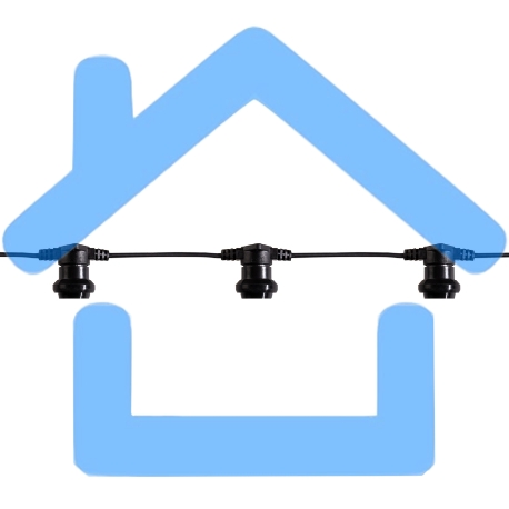 Гирлянда Белт-Лайт 2 жилы, 50м, шаг 20см, 250 патронов E27, IP65, черный круглый провод NEON-NIGHT-3