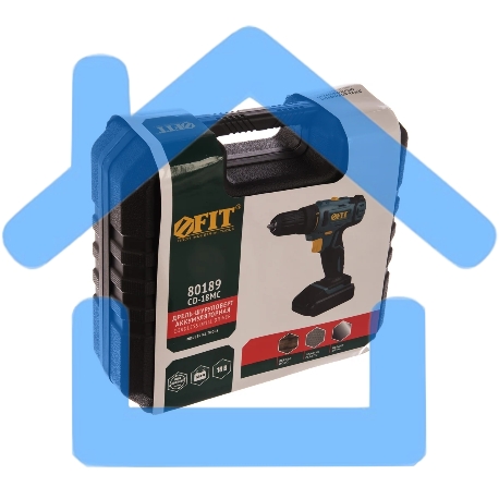 Дрель-Шуруповерт Fit 80189, Аккумуляторная, 18В, 2 АКБ, Кейс-7