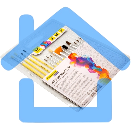 Набор кистей Silwerhof Color (набор 15шт) пони круглая №1,2,3,4,5 / плоская №1/2, 1/4, 4/круглая №3,5 / плоская №1/2, 4, 8 / синтетика веерная №4-2