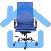 Кресло руководителя Бюрократ CH-993/blue синий, искусственная кожа, крестовина хромированная